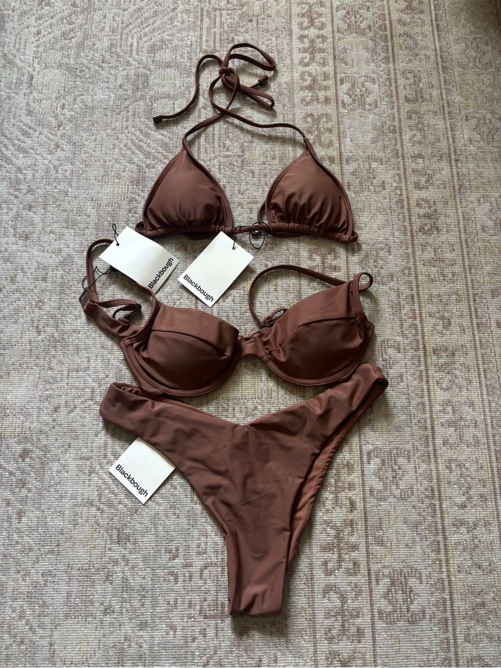 NWT Blackbough Brown Bikini Top Size Medium Bottom Large